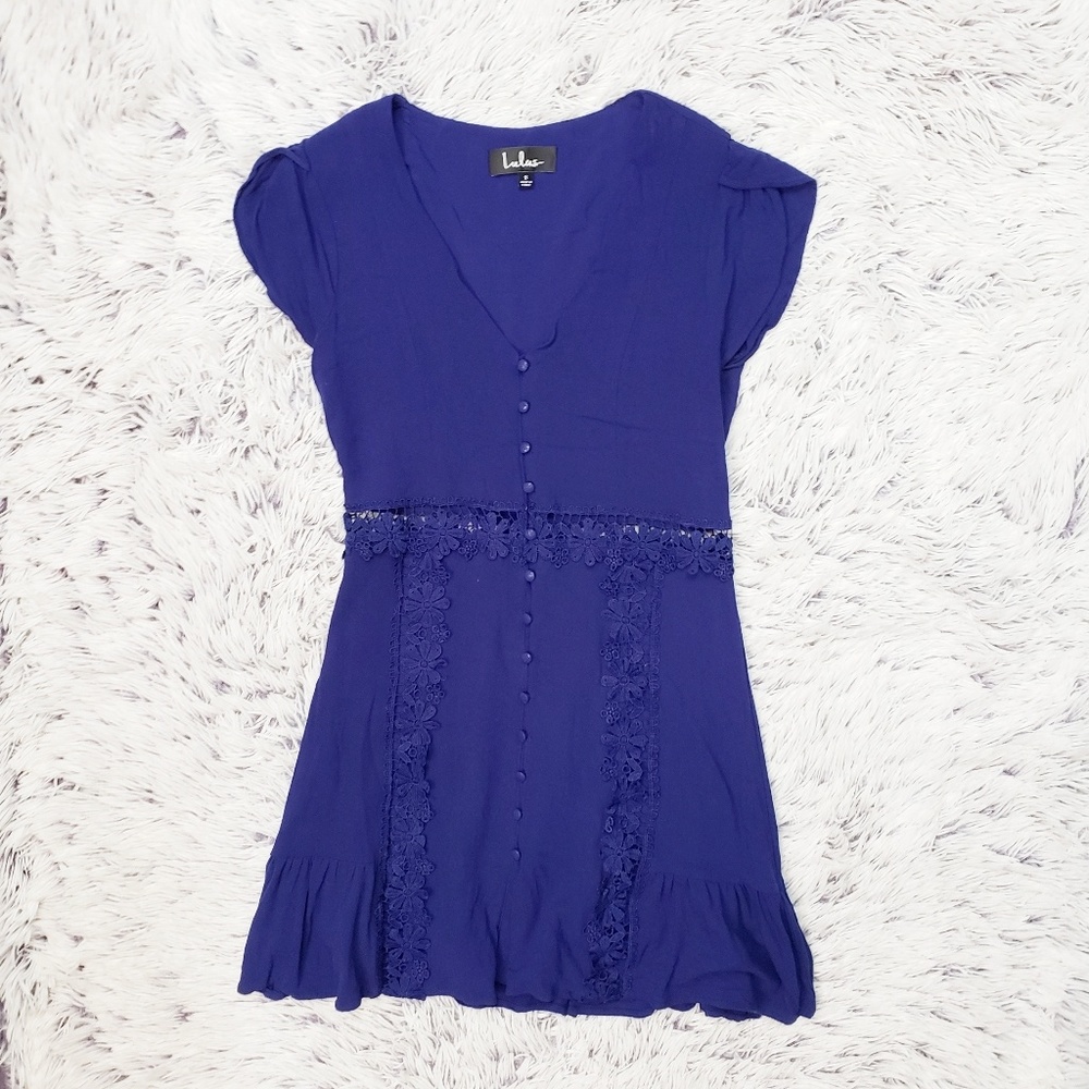 Lulus Blue Lace Insert Dress